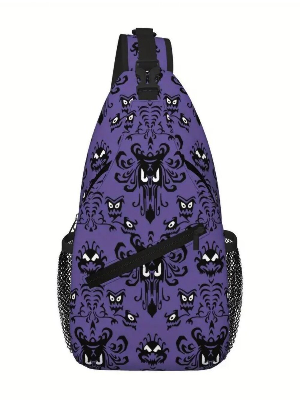 NEW! Haunted Mansion Purple Wallpaper Sling Bag Crossbody Foolish Mortal Disney - Picture 7 of 7
